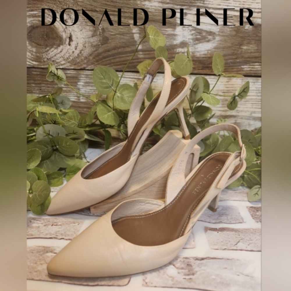 Donald J Pliner Tova Leather Nude Pointed Toe Slingback Size 7.5 Spain